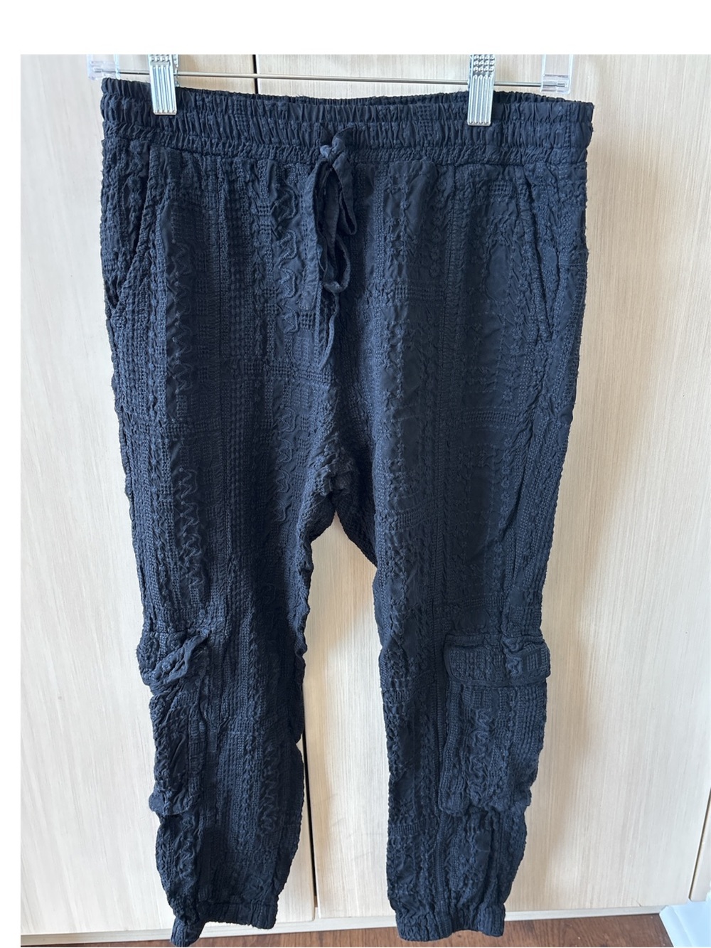 Johnny Was Black Textured Ankle Joggers